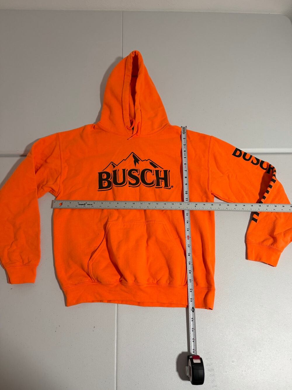 Busch Beer Hoodie Brew City Vintage Orange Mountain Logo Sweatshirt Sz L